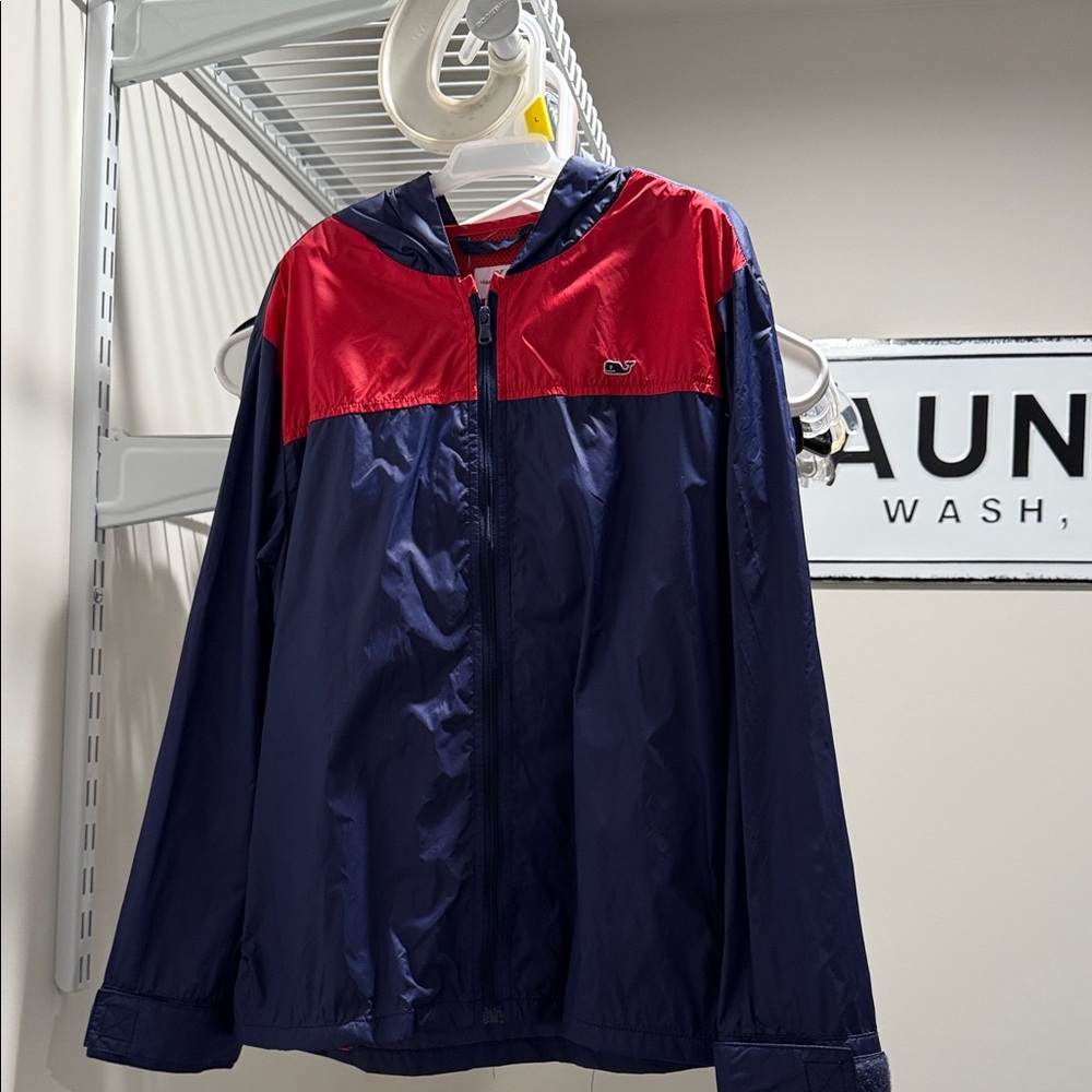 Vineyard Vines x Target Kids Navy and Red Hooded Windbreaker Jacket size medium